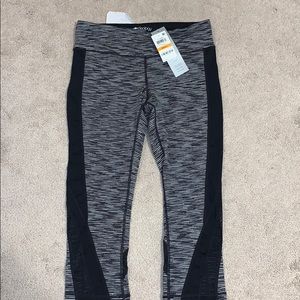 Macy’s grey and black mesh leggings